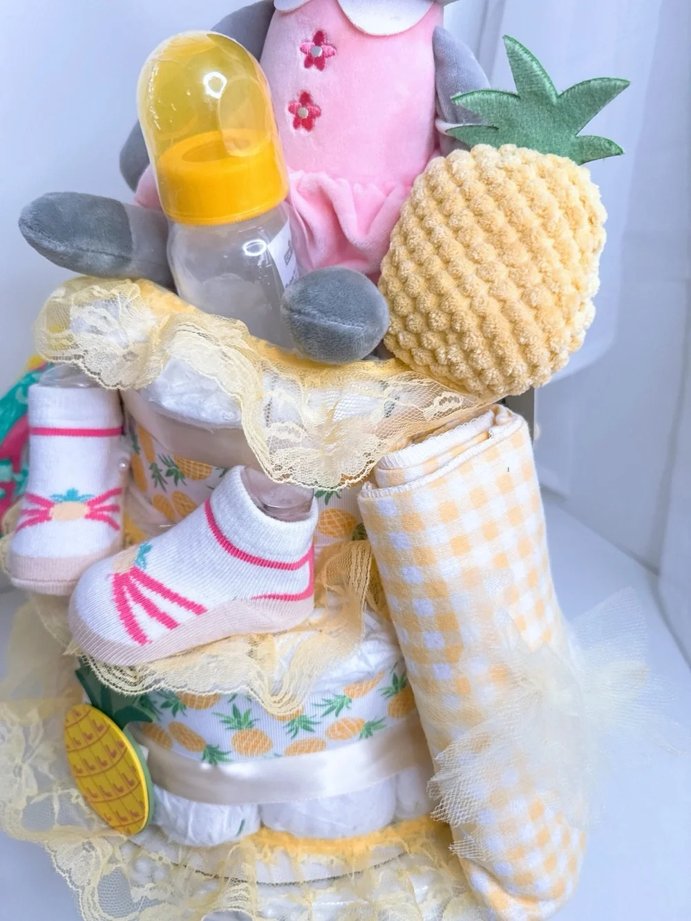 Pineapple Diaper Cake, Cat Diaper Cake, Fruit Theme